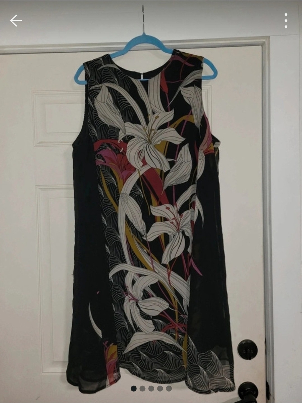 Gabby Skye Black Floral Maxi Dress with White & Pink Accents